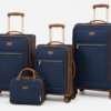 Custom Lightweight Softside Spinner Luggage Set with Front Pockets & Vanity Case