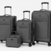 Custom Lightweight Softside Spinner Luggage Set with Front Pockets & Vanity Case
