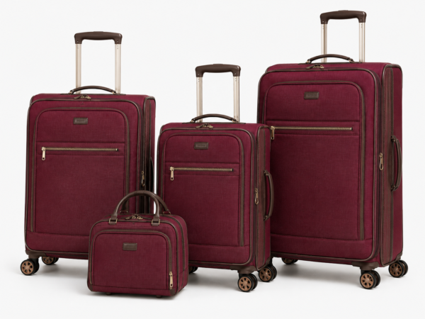 Custom Lightweight Softside Spinner Luggage Set with Front Pockets & Vanity Case