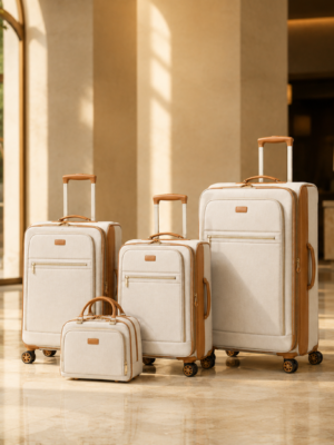 行李箱8展示图L Custom Lightweight Softside Spinner Luggage Set with Front Pockets & Vanity Case