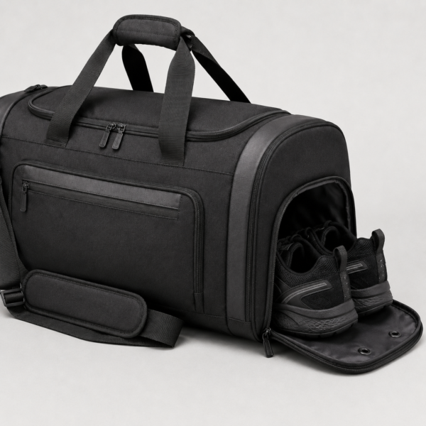 Custom 600D RPET Gym Duffel Bag with Shoe Compartment