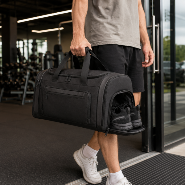 p Sports gym duffel bag with shoe