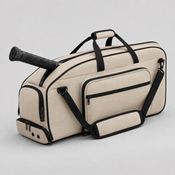 Beige RPET tennis and pickleball racket sports bag