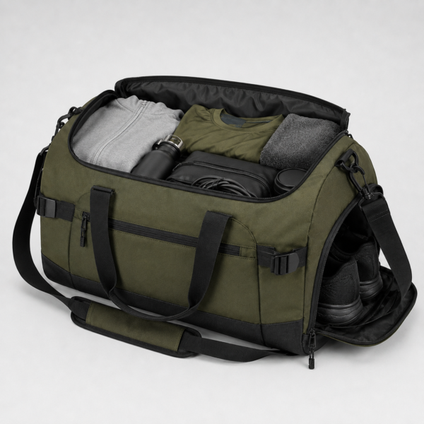 Custom 840D Premium Nylon Sports Duffel Bag with Shoe Compartment