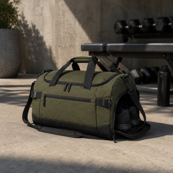 Custom 840D Premium Nylon Sports Duffel Bag with Shoe Compartment