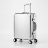 Custom Silver Aluminum Magnesium Alloy Luggage with Dual Locks & Spinner Wheels