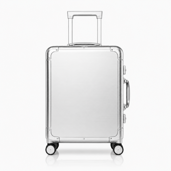 Custom Silver Aluminum Magnesium Alloy Luggage with Dual Locks & Spinner Wheels