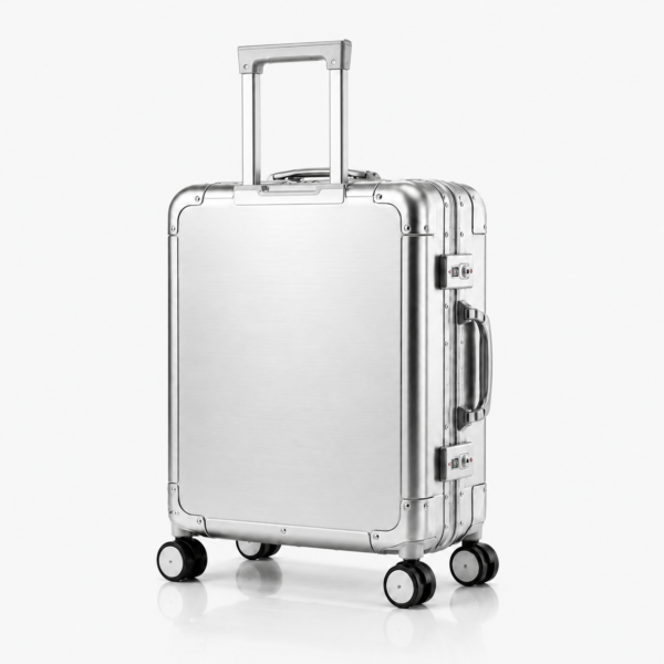 Custom Silver Aluminum Magnesium Alloy Luggage with Dual Locks & Spinner Wheels