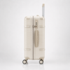 Custom Champagne Gold Ribbed Spinner Luggage with Combination Lock