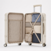 Custom Champagne Gold Ribbed Spinner Luggage with Combination Lock