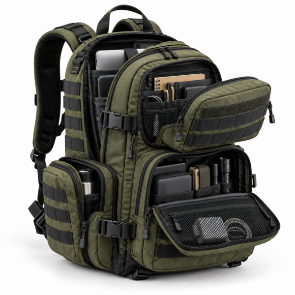 Custom MOLLE Tactical Backpack with Side Utility Pockets