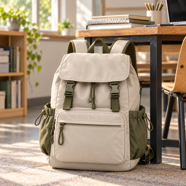 Custom Flap-Top Secondary School Backpack with Multiple Pockets