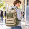 Custom Multi-Pocket Secondary School Backpack with Flap Front Pocket