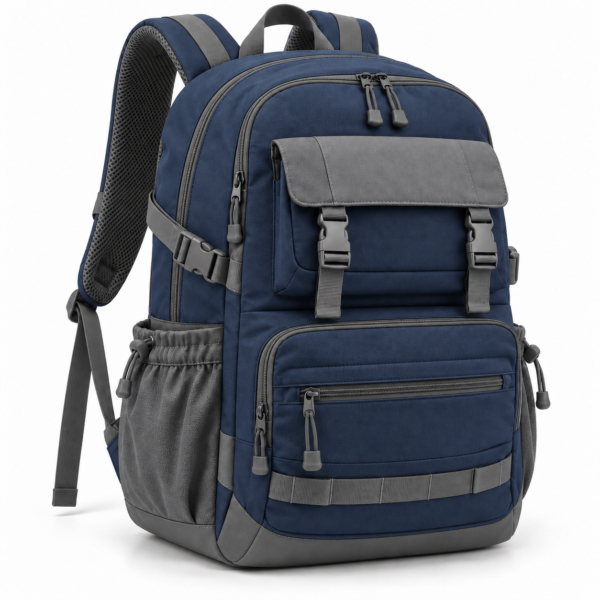 Custom Multi-Pocket Secondary School Backpack with Flap Front Pocket