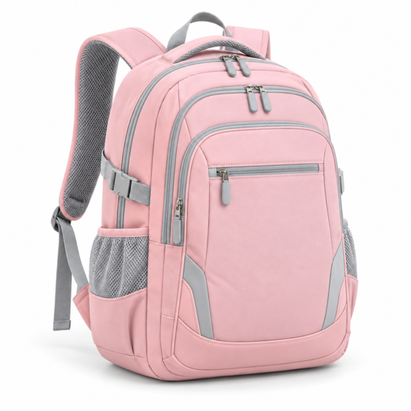 Custom Color Block Secondary School Backpack with Multiple Compartments
