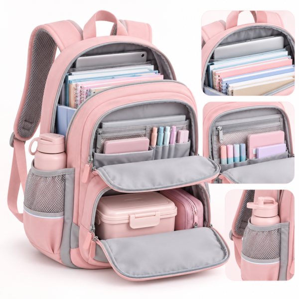 Custom Multi-Pocket Elementary School Backpack with Padded Straps