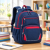 Custom Multi-Compartment Primary School Backpack with Padded Back