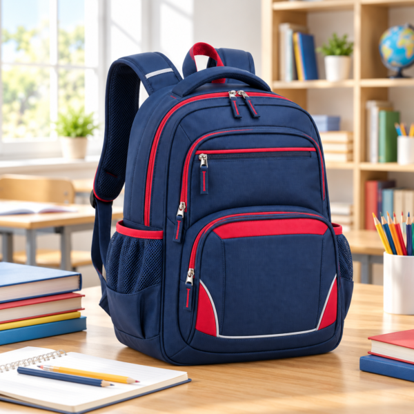 Custom Multi-Compartment Primary School Backpack with Padded Back