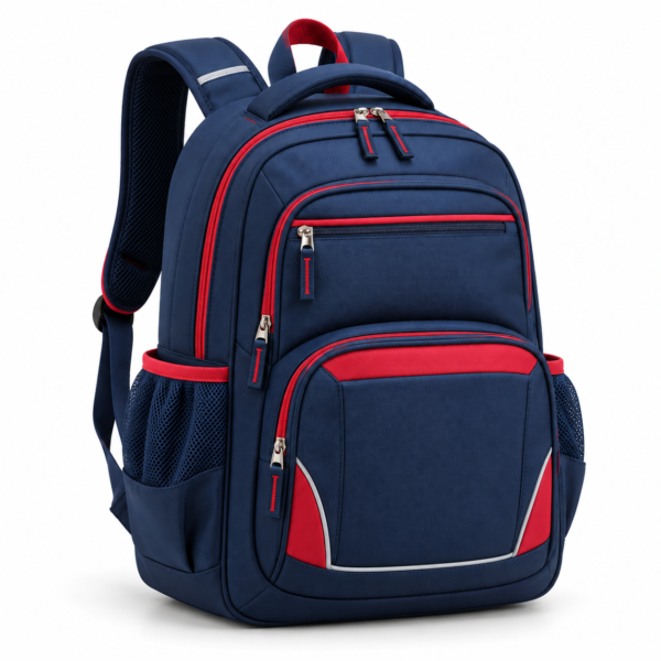Custom Multi-Compartment Primary School Backpack with Padded Back