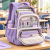 Custom Pastel Color-Block Primary School Backpack with Diagonal Front Pockets