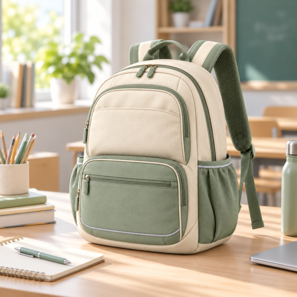 Custom Multi-Pocket Primary School Backpack with Padded Back