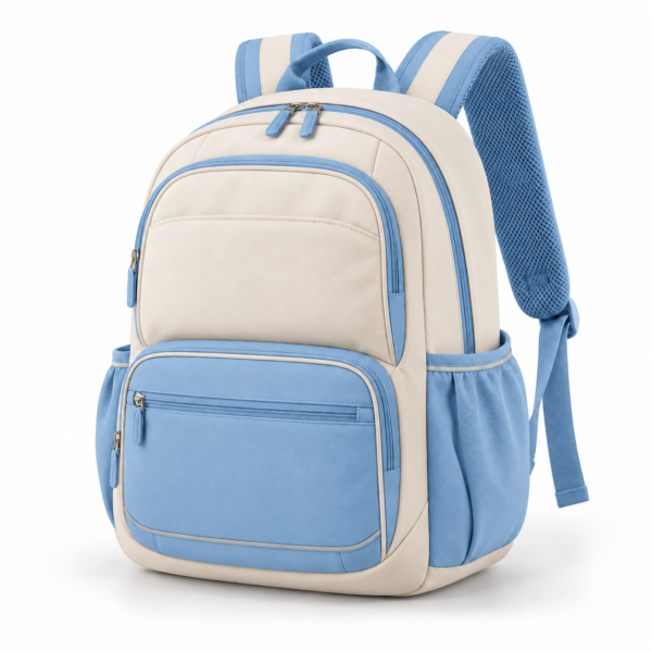 Custom Multi-Pocket Primary School Backpack with Padded Back