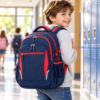 Custom Multi-Compartment Primary School Backpack with Padded Back