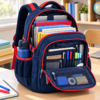 Custom Multi-Compartment Primary School Backpack with Padded Back