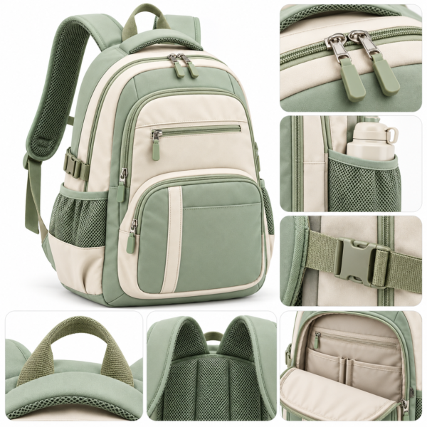 Custom Colorblock Primary School Backpack with Padded Straps