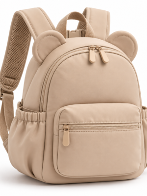 Custom Bear Ear Toddler Backpack with Front Zipper Pockets
