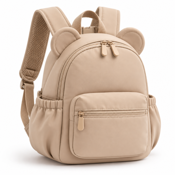Custom Bear Ear Toddler Backpack with Front Zipper Pockets