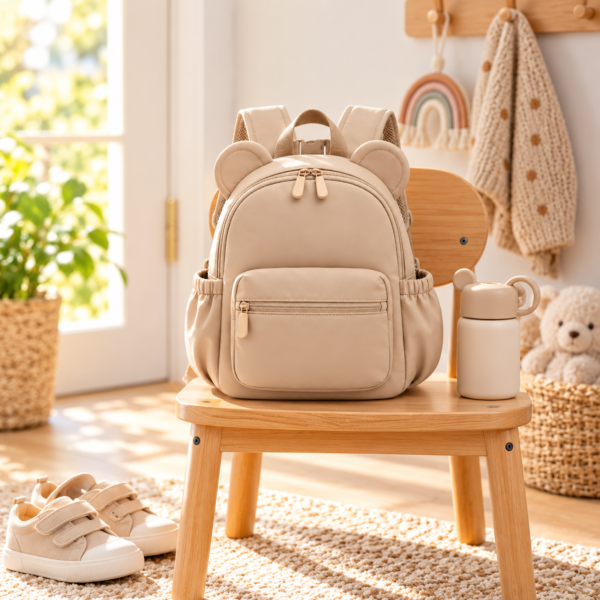 Custom Bear Ear Toddler Backpack with Front Zipper Pockets