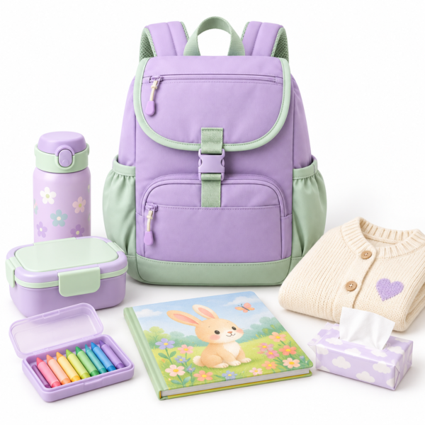 Custom Pastel Flap-Top Preschool Backpack with Front Pocket