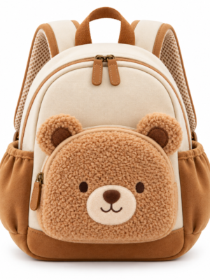 Custom Teddy Bear Toddler Backpack with Plush Front Pocket