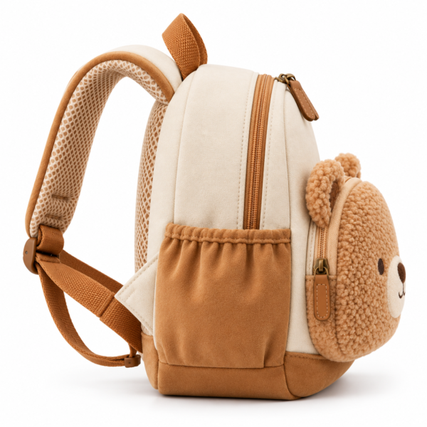 Custom Teddy Bear Toddler Backpack with Plush Front Pocket