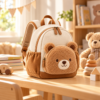 Custom Teddy Bear Toddler Backpack with Plush Front Pocket