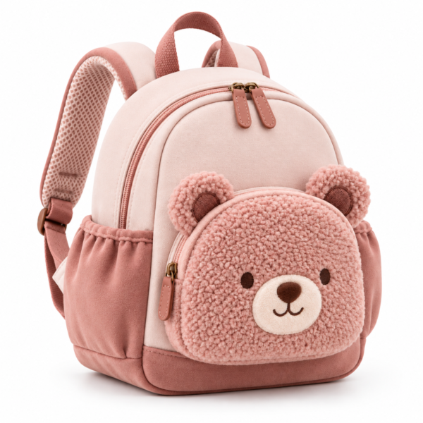 Custom Teddy Bear Toddler Backpack with Plush Front Pocket
