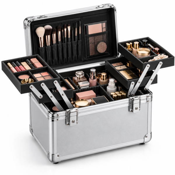Custom Aluminum Makeup Train Case with Lockable Latches