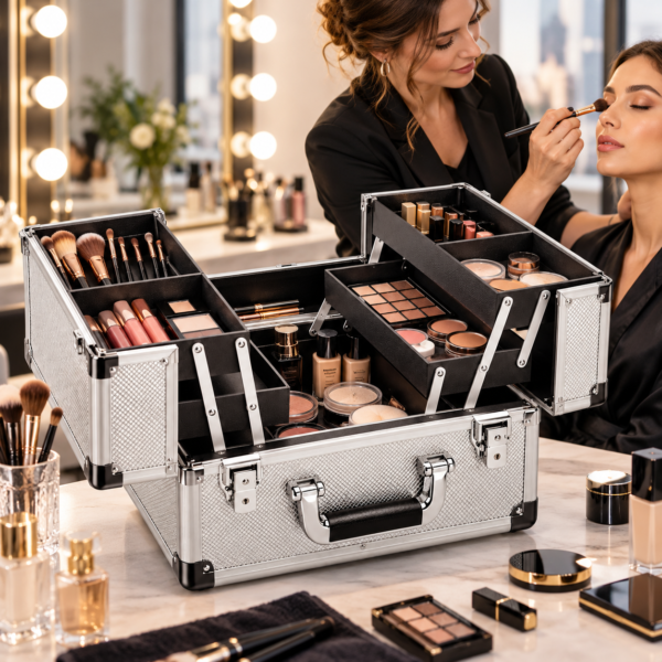 Custom Expandable Aluminum Makeup Train Case with Trays