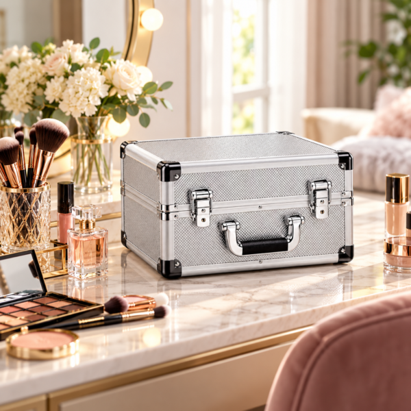 Custom Expandable Aluminum Makeup Train Case with Trays