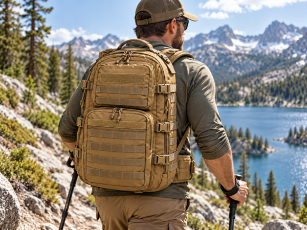 Custom Dual Front Pocket MOLLE Tactical Backpack with Padded Waist Belt