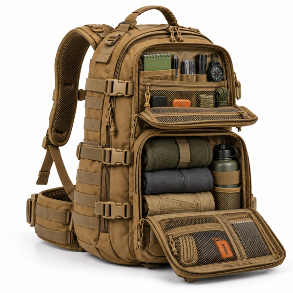 Custom Dual Front Pocket MOLLE Tactical Backpack with Padded Waist Belt