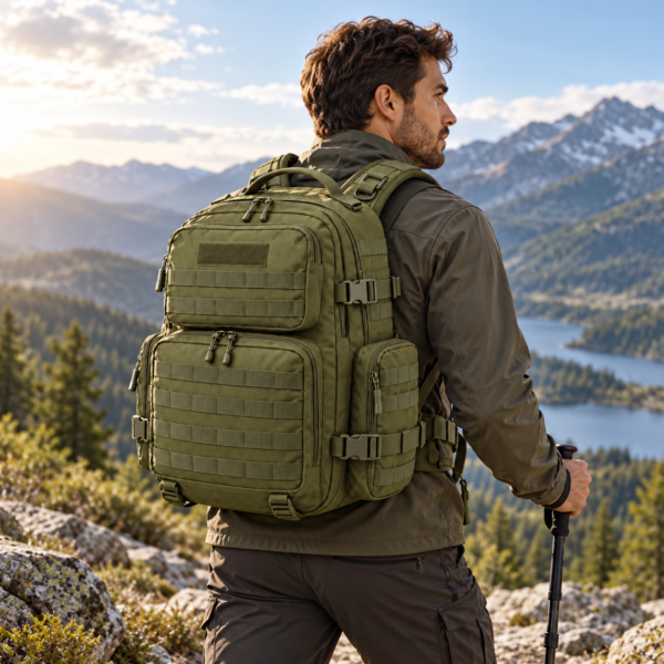 Custom MOLLE Tactical Backpack with Dual Side Zippered Pouches