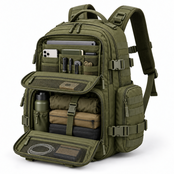 Custom MOLLE Tactical Backpack with Dual Side Zippered Pouches