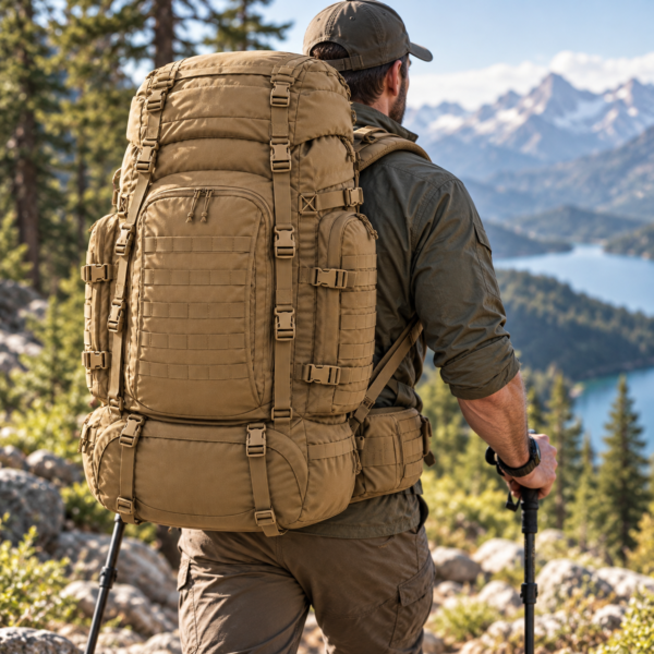 Custom Large Tactical Rucksack with MOLLE Webbing & Padded Hip Belt