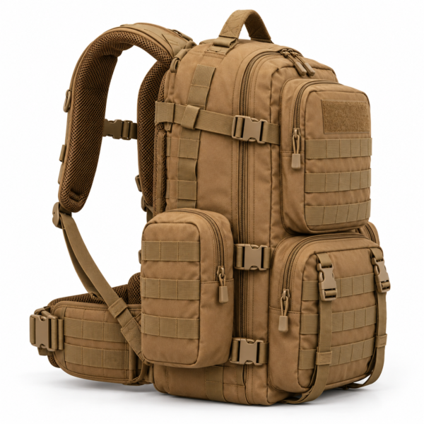 Custom Multi-Pocket MOLLE Tactical Backpack with Side Utility Pouches