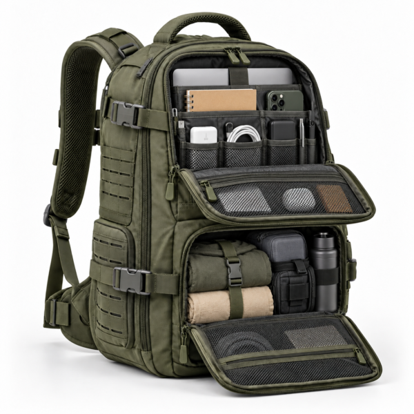 Custom Hard-Shell Front Panel Tactical Backpack with Laser-Cut MOLLE