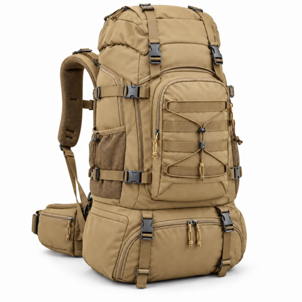 Custom Large Tactical Hiking Backpack with Bottom Compartment & Padded Hip Belt