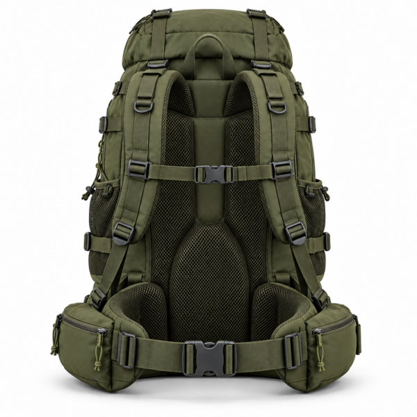 Custom Large Tactical Hiking Backpack with Bottom Compartment & Padded Hip Belt