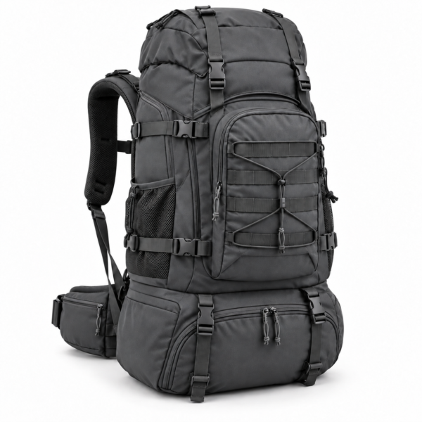 Custom Large Tactical Hiking Backpack with Bottom Compartment & Padded Hip Belt